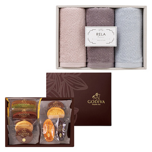 ゴディバ パティスリーアソートメント8個入とリラホーム フェイスタオル3枚セット