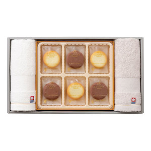 ゴディバ ショコラ＆ブラン ラングドシャクッキー18枚入と今治フェイスタオル2枚