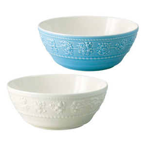 ウェッジウッド クイーンズウェア コレクション フェスティビティ ボール15cm アイボリー・ブルー ペア