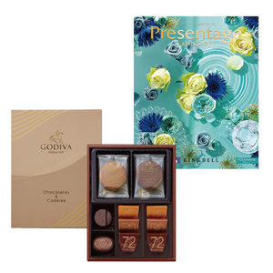 ゴディバ クッキー4枚＆チョコレートアソートメント8粒とカタログギフト プレゼンテージ ポロネーズ