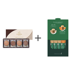 ゴディバ ラングドシャクッキーアソートメント8枚入とスターバックス プレミアムミックスギフトA