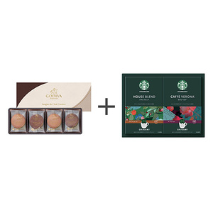 ゴディバ ラングドシャクッキーアソートメント8枚入とスターバックス オリガミ パーソナルドリップコーヒーギフトA