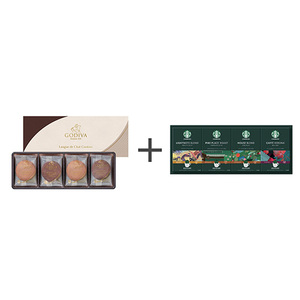 ゴディバ ラングドシャクッキーアソートメント8枚入とスターバックス オリガミ パーソナルドリップコーヒーギフトB