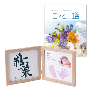ベビーフォトフレーム命名書Bピンク＋カタログギフト 百花一選 はるにれ