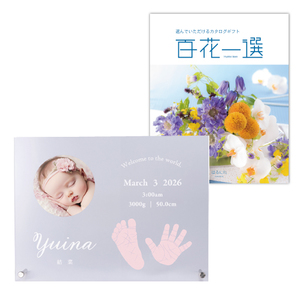 ベビーフォトフレームクリアボードBピンク＋カタログギフト 百花一選 はるにれ