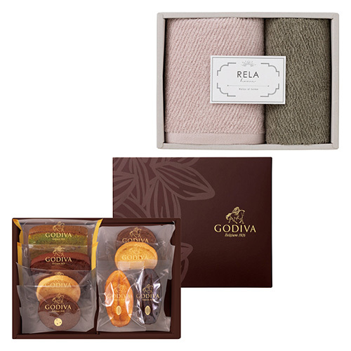 ゴディバ パティスリーアソートメント8個入とリラホーム タオルセット