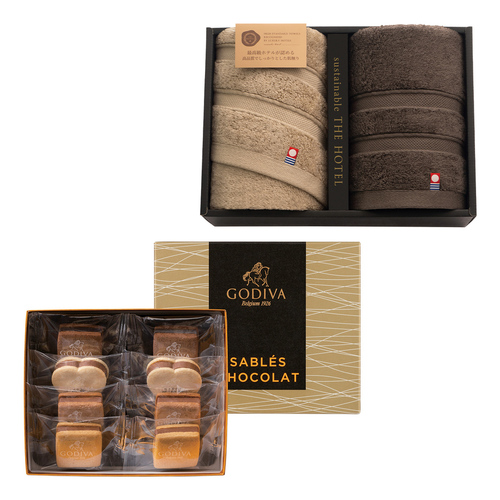 ゴディバ サブレショコラ8個入とTHE HOTEL フェイスタオル2枚セット