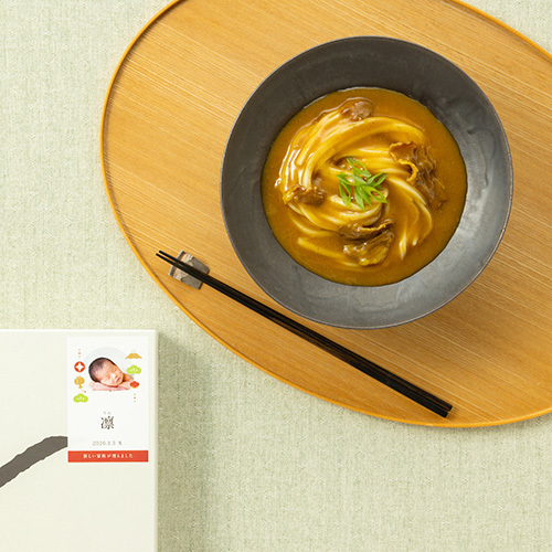 写真入り名入れ つるとんたん かけ・カレー・クリームのおうどん6人前