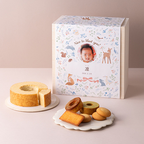 写真入り名入れ スイーツBOX(木箱二段)