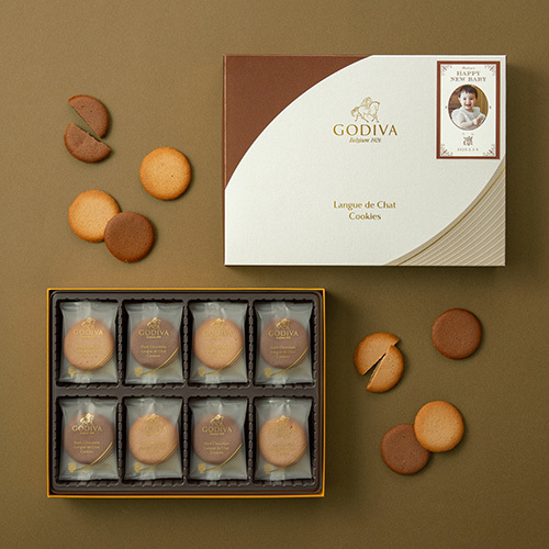 写真入り名入れ ゴディバ ラングドシャクッキーアソートメント18枚入とカタログギフト百花一選 はるにれ