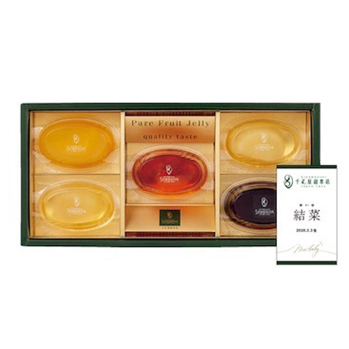 日本橋 千疋屋総本店 名入れピュアフルーツジェリー5個入とカタログギフト 百花一選 さくら