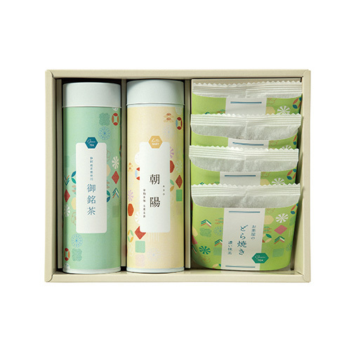 山田園 名入れ抹茶どら焼きと静岡茶Bとカタログギフト 百花一選 さくら