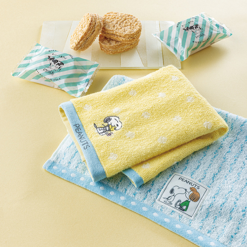 スヌーピー ハグ ウォッシュタオル2枚セットとミルキーダックワーズ5個入