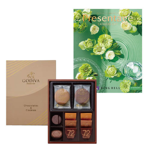ゴディバ クッキー4枚&チョコレートアソートメント8粒とカタログギフト プレゼンテージ シンフォニー