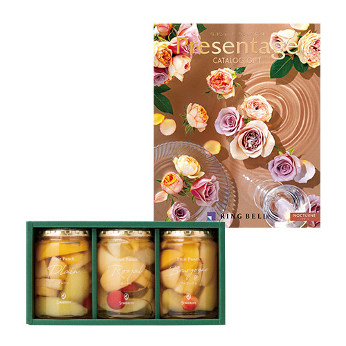 日本橋 千疋屋総本店 フルーツポンチ3瓶詰合せとカタログギフト プレゼンテージ ノクターン