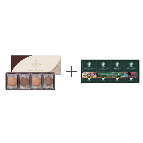 ゴディバ ラングドシャクッキーアソートメント8枚入とスターバックス オリガミ パーソナルドリップコーヒーギフトB