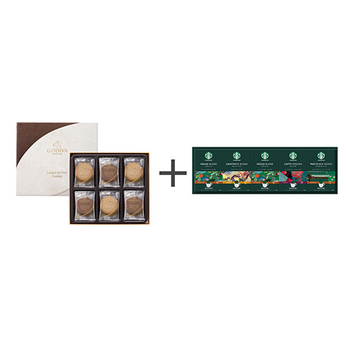 ゴディバ ラングドシャクッキーアソートメント18枚入とスターバックス オリガミ パーソナルドリップコーヒーギフトC