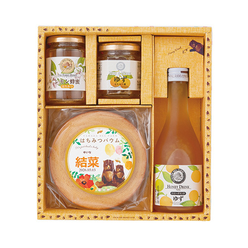 山田養蜂場 名入れはちみつバウム＆蜂蜜・ドリンクセット