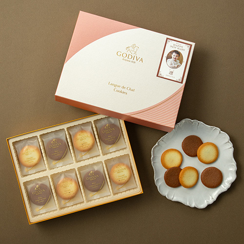 ゴディバ ショコラ&ブラン ラングドシャ クッキーアソートメント18枚入( 写真入り名入れ)